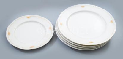 Zsolnay 5 darab nagytányér és desszertes tányér, búzakalász díszítéssel, jelzett, d: 20-25 cm