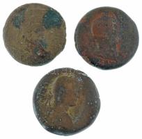 Római Birodalom 100 k. / Egyiptom 3xklf nagyobb méretű bronz érme T:F,VG patina Roman Empire arund 100 / Egypt 3xdiff bigger size bronze coins C:F,VG patina