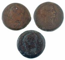 Római Birodalom 100 k. / Egyiptom 3xklf nagyobb méretű bronz érme T:F,VG patina Roman Empire around 100 / Egypt 3xdiff bigger size bronze coins C:F,VG patina