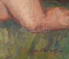 Szántó Mária jelzéssel: Női akt. Olaj, farost, 52x46 cm