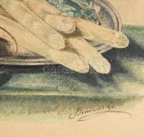 Benczur jelzéssel: Rákos csendélet. Akvarell, papír, kartonra kasírozva. 46x60 cm