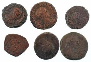 6db-os kisméretű bronz érmetétel, főleg Római Birodalom / Egyiptom ~1-3. század T:F,VG 6pcs small size bronze coin lot, mostly Roman Empire / Egypt ~1st-3rd century C:F,VG