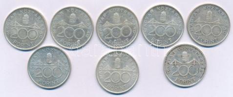 1992. 200Ft Ag "MNB" + 1993. 200Ft Ag "MNB" (2x) + 1994. 200Ft Ag "Deák" (5x) T:AU-VF Adamo F13, F13.1