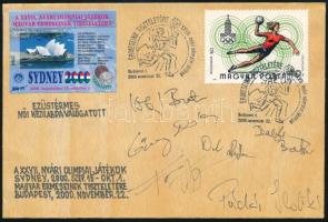 2000 Az ezüstérmes magyar női kézilabda-válogatott tagjainak aláírásai XXVII. Nyári Olimpiai Játékok Sydney FDC-n     2000 Signatures of the members of the silver medal-winning Hungarian women's handball team on the XXVII. Summer Olympic Games Sydney FDC
