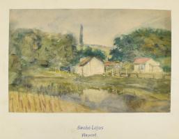 Szabó Lajos felirattal: Vízparti táj. Akvarell, papír, paszpartuban. 27x40,5 cm