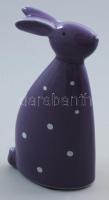 Fehérpöttyös lila nyúl asztaldísz, hibátlan, m: 17,5 cm