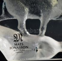 Mats Jonasson szarvasfigurával díszített asztaldísz, jelzett, 7,5x5,5 cm