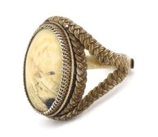 Ezüst (Ag) gyűrű, kő berakással, m: 53, jelzett, 7,8g