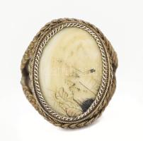 Ezüst (Ag) gyűrű, kő berakással, m: 53, jelzett, 7,8g