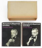 [Vsevolod Emilyevich Meyerhold] Wsewolod E. Meyerhold: Schriften. Aufsätze - Briefe - Reden - Gespräche. Band 1-2. Berlin, 1979, Henscherverlag Kunst und Gesellschaft, 343+(1) p.+ 8 (kétoldalas) t.; 679+(1) p.+ 8 (kétoldalas) t. Fekete-fehér fotókkal illusztrálva. Német nyelven. Kiadói egészvászon-kötés, kiadói papír védőborítóban, kartontokban. / In German language. Hardcover, with dust jackets and cardboard sleeve.