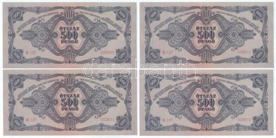 1945. 500P (4x) sorszámkövetők "K 127 023609 - K 127 023612" T:AU
Hungary 1945. 500 Pengő...