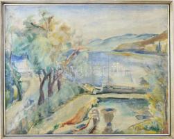 Barta Mária (1897-1969): Vízparti táj (Adria?). Olaj, vászon, jelezve jobbra lent. Fakeretben. 55x70...