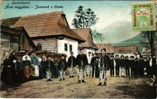 1916 Jaszenova, Jasenová; utcakép, népviselet. Klimácek Sándor kiadása (Rózsahegy) / street, Upper Hungary folklore (EB)