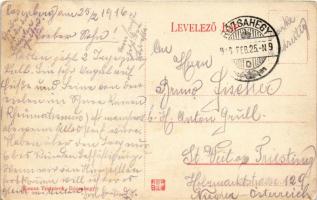 1916 Rózsahegy, Ruzomberok; utcakép, híd, templom, kút. Komor Testvérek kiadása / street, bridge, ch...