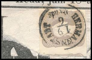 1858 Hírlapbélyeg újságdarabon / Newspaper stamp on cutting "HERMANNSTADT"