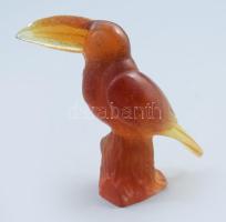 Daum kristály tukán. cca 1980 után, Nancy, Franciaország, "Pate De Verre" kristály, jelzet...