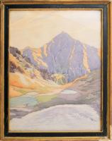 Szentgyörgyi jelzéssel: Rohac-hegység (Rohács, Tátra), 1933. Akvarell, papír, hátoldalán korabeli felirattal. 40×30 cm. Dekoratív, üvegezett, korabeli sérült fakeretben.