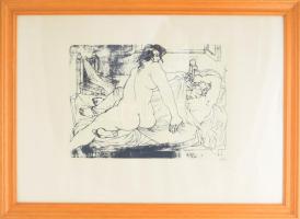 Amerigo Tot (1909-1985): Női akt. Szitanyomat, papír. Jelzett. Üvegezett fakeretben. 26x36 cm