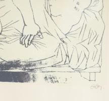 Amerigo Tot (1909-1985): Női akt. Szitanyomat, papír. Jelzett. Üvegezett fakeretben. 26x36 cm