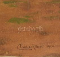 Nádler Róbert (1858-1938): Lovakat mustráló fiúk, 1920. Olaj, vászon. Jelezve jobbra lent. Hátoldalá...