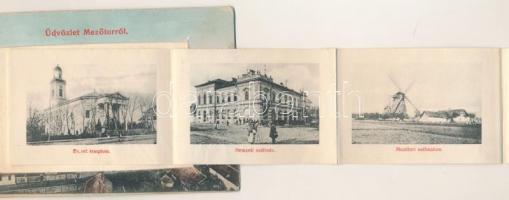 1909 Mezőtúr, leporellolap 10 képpel: templom, szálloda, szélmalom, bazár, iskola, Casino, járásbíró...