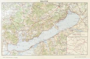1935 A Balaton térképe, melléklet a Turisták Lapja 1935. VI.-VII. számához, kiadja a m. kir. Balatoni Intéző Bizottság, jó állapotban, 29x45 cm