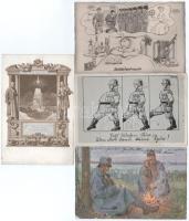 8 db régi német és osztrák-magyar katonai művészlap / 8 pre-1945 German and K.u.K. military art postcards