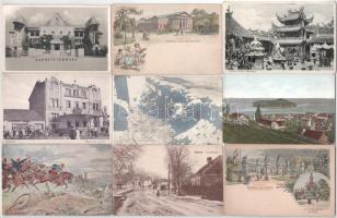 58 db RÉGI magyar, történelmi magyar és külföldi város képeslap és motívumlapok vegyesen / 58 pre-1945 Hungarian, historical Hungarian and foreign town-view postcards and motive cards mixed