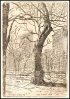 Papp A. Remig (1901-1985): Madison Square, New York. Rézkarc, papír, jelzett, számozott (27/50), 18x...