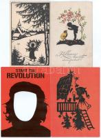 4 db modern és 3 db régi árnyképes motívum képeslap vegyes minőségben / 4 modern and 3 pre-1949 silhouette motive postcards in mixed quality