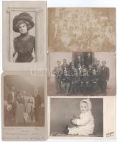 7 db régi + 1 db modern fotó képeslap: gyermek, hölgyek, zenészek, színészek, csoportképek