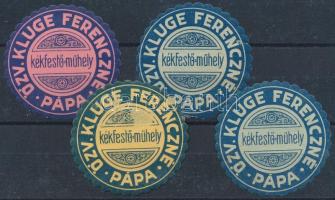 4 db Özv. Kluge Ferenczné kékfestő műhely Pápa levélzáró
