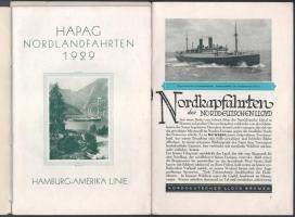 1928-1929 Norvégiai hajóutakat reklámozó prospektusok, 2 db: Norddeutscher Lloyd Bremen - Nordkapfah...