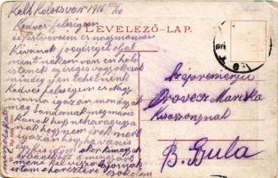 1916 Kolozsvár, Cluj; Mátyás király tér, szobor, Haraszthy Jenő üzlete. W.L. Bp. 6395. (EB)