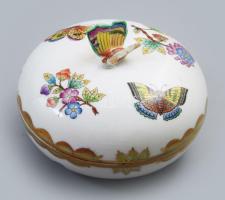 Herendi Viktória mintás bonbonier, jelzett, hiányos fogóval, d: 12 cm