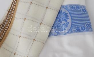 6 darabos vegyes textil tétel, közte damaszt abroszok, hímzett terítő, stb