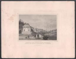 Ludwig Rohbock (1820-1883) - Georg Michael Kurz (1815-1883): Skarlatine orosz tábornok emléke Segesvárnál (Denkmal des General Skarlatine bei Schässburg). Acélmetszet, papír, jelzett a metszeten, kissé foltos, 12x17,5 cm.