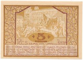 Pécs 1920.04.16. 5K házipénztár-pénztárjegy T:AU / Hungary / Pécs April 16th, 1920. 5 Korona municip...