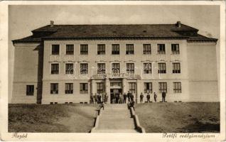 1937 Aszód, Petőfi reálgimnázium + "BALASSAGYARMAT - ASZÓD 69" vasúti mozgóposta bélyegző (EK)