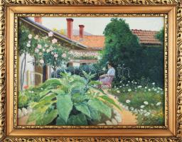 Erdélyi jelzéssel: Hölgy virágok közt (Jakula Kálmánné, Neumayer Mária. Jakula Kálmán, Erédlyi Béla barátjának felesége). 1930-as évek. Olaj, vászon. Jelezve jobbra lent. Dekoratív fakeretben. 45x60 cm / oil on canvas, signed, slightly damaged, framed., 1930-as évek. Olaj, vászon. Jelezve jobbra lent: Jakula Kálmánnak barátsággal, Erdélyi Béla. Jelezve balra lent: 1933. Kissé sérült. Dekoratív, kissé sérült fakeretben. 45x60 cm / oil on canvas, signed, framed.