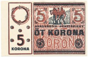 1919. Arad 5K "Aradvárosi Pénztárjegy" T:AU / Hungary / Arad 1919. 5 Korona "Arad City Coffers Note" C:AU Adamo ARA-14.1