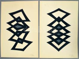 Tilless Béla (1932-2018): 4 db geometrikus kompozíció, 1979. Szitanyomat, papír. Mindegyik jelzett. ...