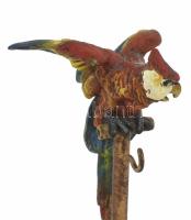 Papagájos zsebóra tartó- Festett fém és műkő 13 cm