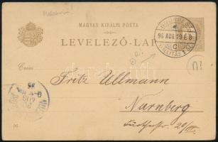 1896 2kr millenniumi díjjegyes levelezőlap / PS-card "BUDAPEST / KIÁLLÍTÁS 1. SZ."