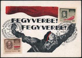 1949 Magyar Tanácsköztársaság sor képeslapon alkalmi bélyegzéssel / Mi 1037-1038 on postcard with special cancellation