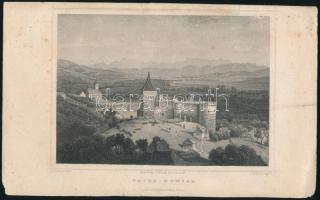 Ludwig Rohbock (1820-1883)-Georg Michael Kurz (1815-1883): Vajdahunyad (Erdély), acélmetszet, papír, jelzett a metszeten, kissé foltos, apró lapszéli szakadásokkal, 12x16 cm