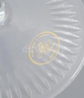 Ajka Kristály lilán pácolt ólomkristály pezsgőspohár garnitúra, címkével jelzett, 6 darab, hibátlan,...