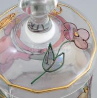 Tűzzománccal díszített cukorkínáló, m: 13,5 cm