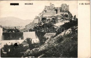 Beckó, Beczkó, Beckov; várrom, a Vág völgye / castle ruins, valley (EK)