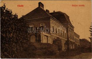 1914 Fülek, Filakovo; Stefani kastély, kúria. Krämer Jeremiás kiadása / castle, mansion + " MISKOLCZ - FÜLEK 42. SZ." vasúti mozgóposta bélyegző (EK)
